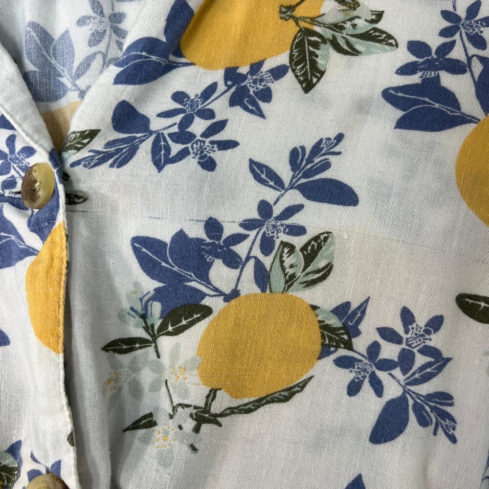Dip Lemon Floral Printed Button Tie Front Shirt Women Large Beachy Boho Coastal - Picture 6 of 13